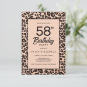Invitation Imprimé Animalier Léopard Élégant Anniversaire 58 (Debout devant)