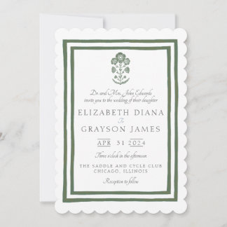 Invitation Imprimé Botanique Vert Herbeux pour Mariage