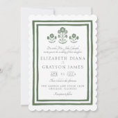 Invitation Imprimé Botanique Vert Herbeux pour Mariage (Devant)