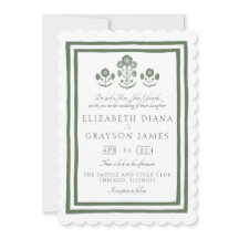 Imprimé Botanique Vert Herbeux pour Mariage