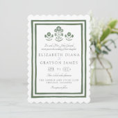 Invitation Imprimé Botanique Vert Herbeux pour Mariage (Debout devant)