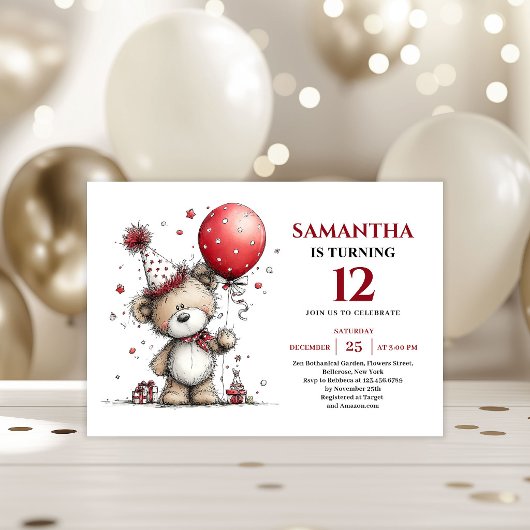 Invitation Imprimé d'animaux ours fantaisistes et élégants po