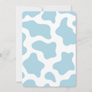 Invitation imprimé de vache bleu pastel kawaii