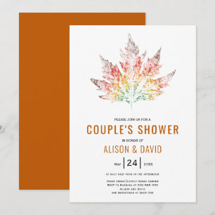 Invitation imprimé feuille orange mariages de automne couples