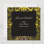 INVITATION IMPRIMÉ FOURRURE DE LÉOPARD ARC DAMAS OR NOIR MONO (Dos)