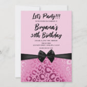 Invitation Imprimé Glamour Léopard Rose Clair & Foncé Sweet 1 (Devant)