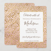 Invitation Imprimé guépard pailleté or rose paillettes scinti (Devant / Derrière)