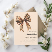 Invitation Imprimé léopard arc marron beige anniversaire