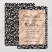 Invitation Imprimé léopard gris beige pêche rose (Devant / Derrière)