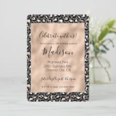 Invitation Imprimé léopard gris beige pêche rose (Debout devant)
