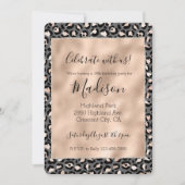 Invitation Imprimé léopard gris beige pêche rose (Devant)