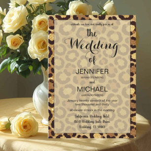 Invitation Imprimé léopard Mariage moderne avec QR Code de