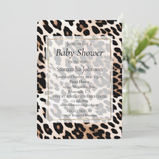 Invitation Imprimé léopard noir crème (Debout devant)