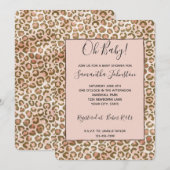 Invitation Imprimé Léopard Ombré Rose Pêche Brun (Devant / Derrière)