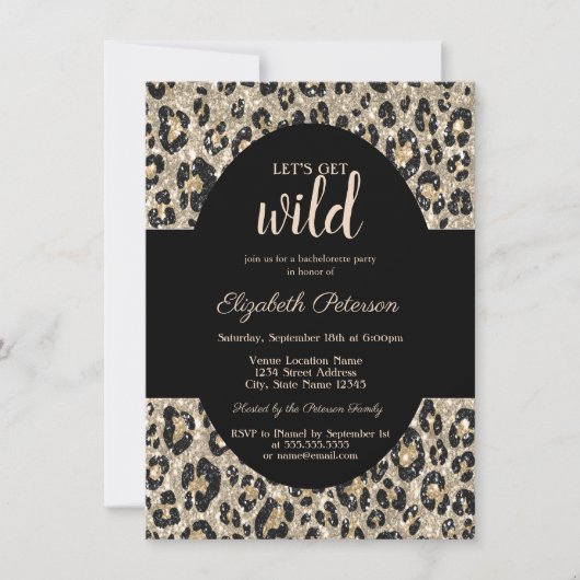 Invitation Imprimé léopard pailleté Luxe Déchaînons-Nous (Devant)