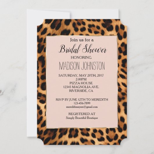 Invitation Imprimé léopard rose fuchsia chic or glamour (Devant)