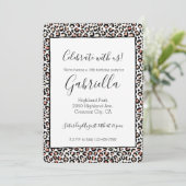 Invitation Imprimé léopard rose rouge noir blanc (Debout devant)