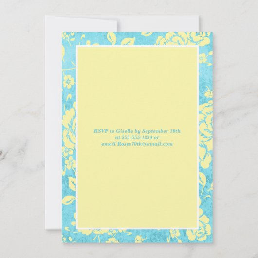 Invitation IMPRIMÉ RIBBON Bleu Jaune 70e anniversa (Dos)