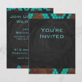 Invitation Imprimé serpent brun et sarcelle monogramme (Devant / Derrière)