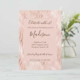 Invitation Imprimé zèbre rose pêche rosé