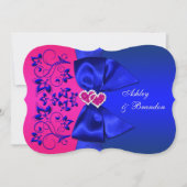 Invitation IMPRIMÉE Bleu RIBBON, Mariage rose Floral Invitati (Devant)