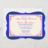 Invitation IMPRIMÉE Bleu RIBBON, Mariage rose Floral Invitati (Dos)