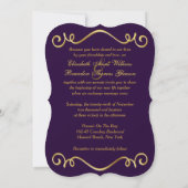Invitation IMPRIMÉE BOW Purple, Gold Floral Wedding Invitatio (Dos)