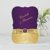 Invitation IMPRIMÉE BOW Purple, Gold Floral Wedding Invitatio (Debout devant)