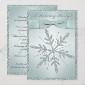 Invitation IMPRIMÉE de fête de vacances de flocon (Devant / Derrière)