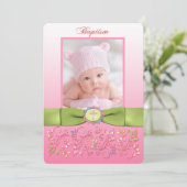 Invitation IMPRIMÉE de photo de baptême de RUBAN - (Debout devant)