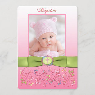 Invitation IMPRIMÉE de photo de baptême de RUBAN -