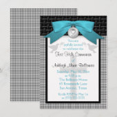 Invitation IMPRIMÉE de sainte communion de Teal (Devant / Derrière)