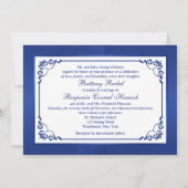 Invitation IMPRIMÉE RIBBON Bleu, Mariage floral blanc Invitat (Dos)