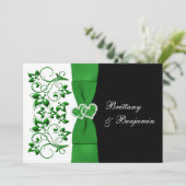 Invitation IMPRIMÉE RIBBON Green, White, Black Wedding Invita (Debout devant)