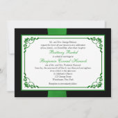 Invitation IMPRIMÉE RIBBON Green, White, Black Wedding Invita (Dos)