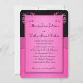 Invitation IMPRIMÉE RIBBON Noir, Mariage rose Floral Invitati (Dos)