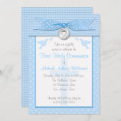 Invitation IMPRIMÉE RIBBON Première communion sainte Invitati (Devant / Derrière)