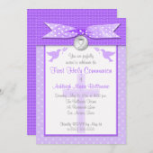 Invitation IMPRIMÉE RIBBON Première communion sainte Invitati (Devant / Derrière)