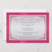 Invitation IMPRIMÉE RIBBON rose, mariage floral argent Invita (Dos)