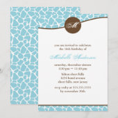 Invitation Imprimer Giraffe turquoise Anniversaire (Devant / Derrière)