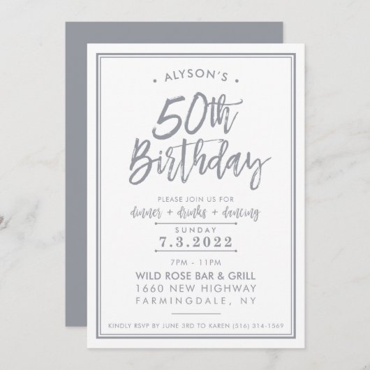 Invitation IMPRIMER LA COMMANDE pour Alyson - 50e anniversair (Devant / Derrière)