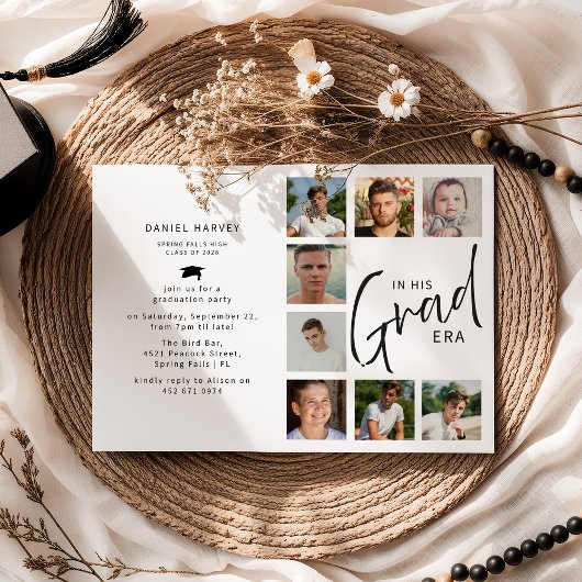 Invitation In His Grad Era Photo Collage Graduation