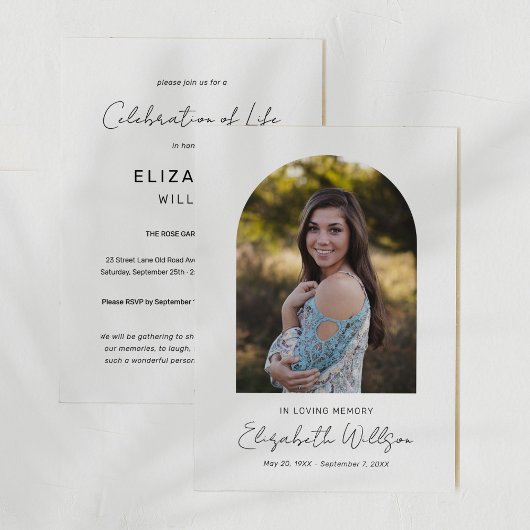 Invitation In Love Memory Arch Frame Photo Funeral Memorial