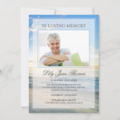 Invitation In Love Memory Elegant Beach Photo Funérailles (Devant)