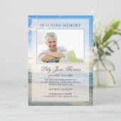 Invitation In Love Memory Elegant Beach Photo Funérailles (Debout devant)