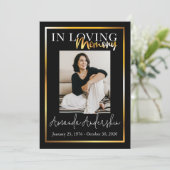 Invitation In Love Memory Gold Funeral Photo (Debout devant)