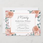 Invitation In Love Memory Peach Roses 1 Photo (Devant)