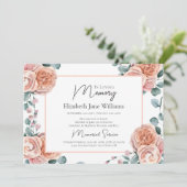 Invitation In Love Memory Peach Roses 1 Photo (Debout devant)