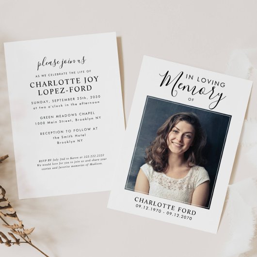 Invitation In Love Memory Photo Funeral Service Memorial
