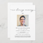 Invitation In Love Memory Photo Memorial Service funéraire (Devant / Derrière)